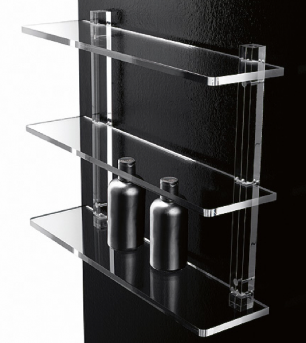 scaffale 2 o 3 piani in plexiglass