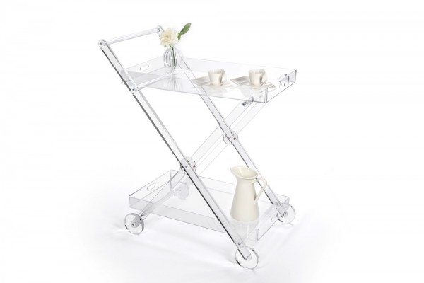 carrello mobile a giorno plexiglass con ruote