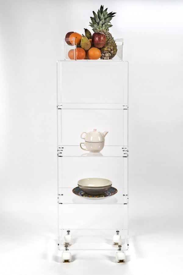carrello mobile a giorno plexiglass con ruote
