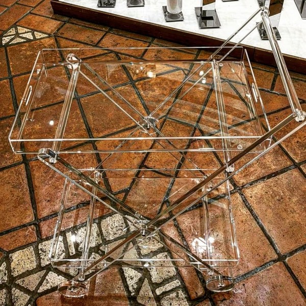 carrello mobile a giorno plexiglass con ruote