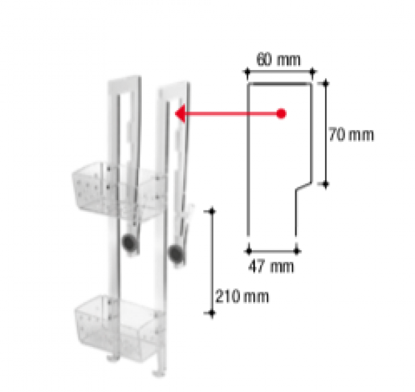 cesto doccia con magnete per box doccia con ante scorrevoli