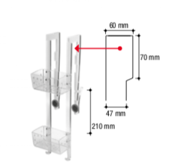 ArteBagno  Contenitore doppio Plexiglass 31 cm per Box Doccia Scorrevole